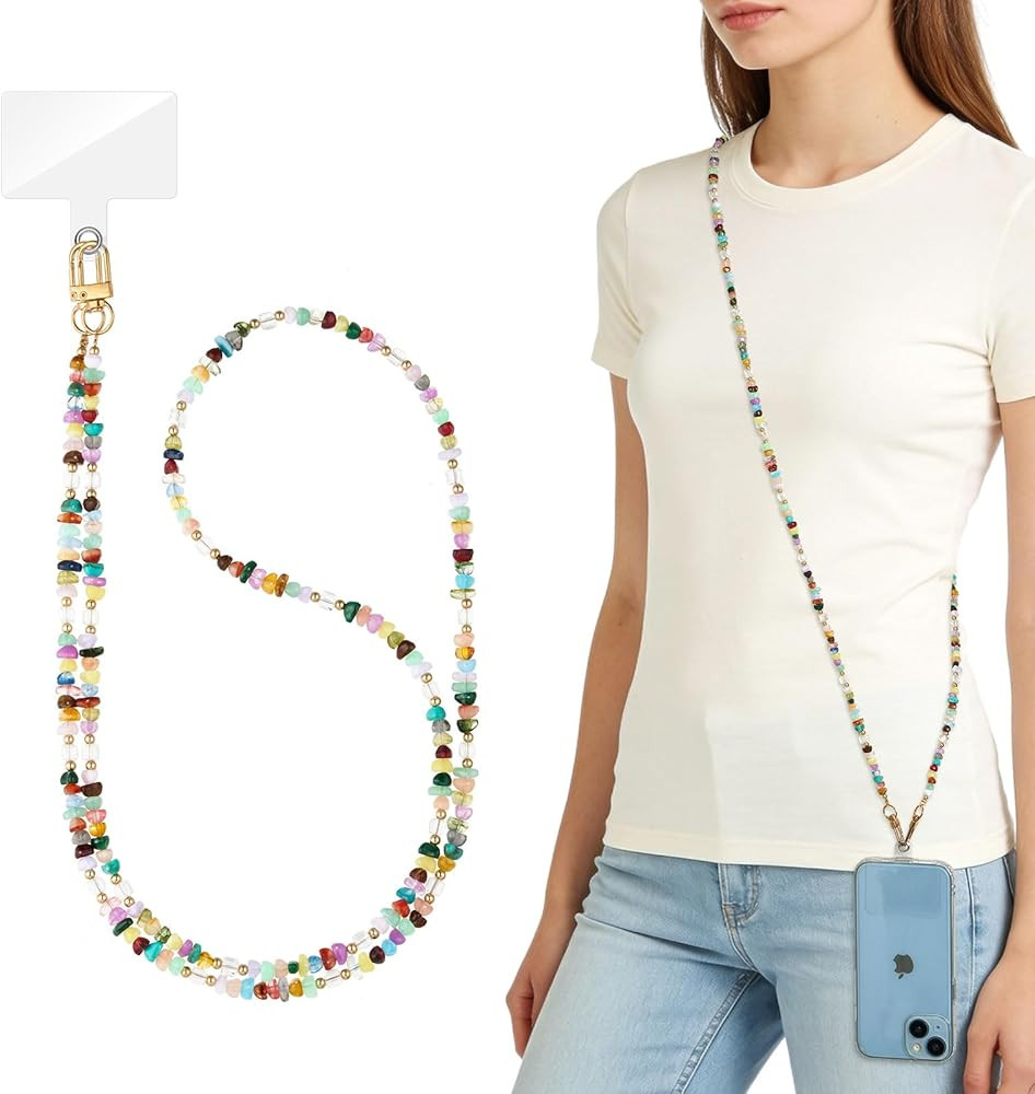 WOZEAH Crystal Cell Phone Lanyard Crossbody Strap for Women, Beaded Phone Strap for Cellphone Cas... | Amazon (US)