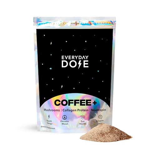 Everyday Dose Premium Adaptogenic Mushroom Coffee with Grass-Fed Collagen, Chaga, Lions Mane & L-Theanine for Better Focus, Energy, Digestion, Skin, and Immunity 30 Servings | Amazon (US)