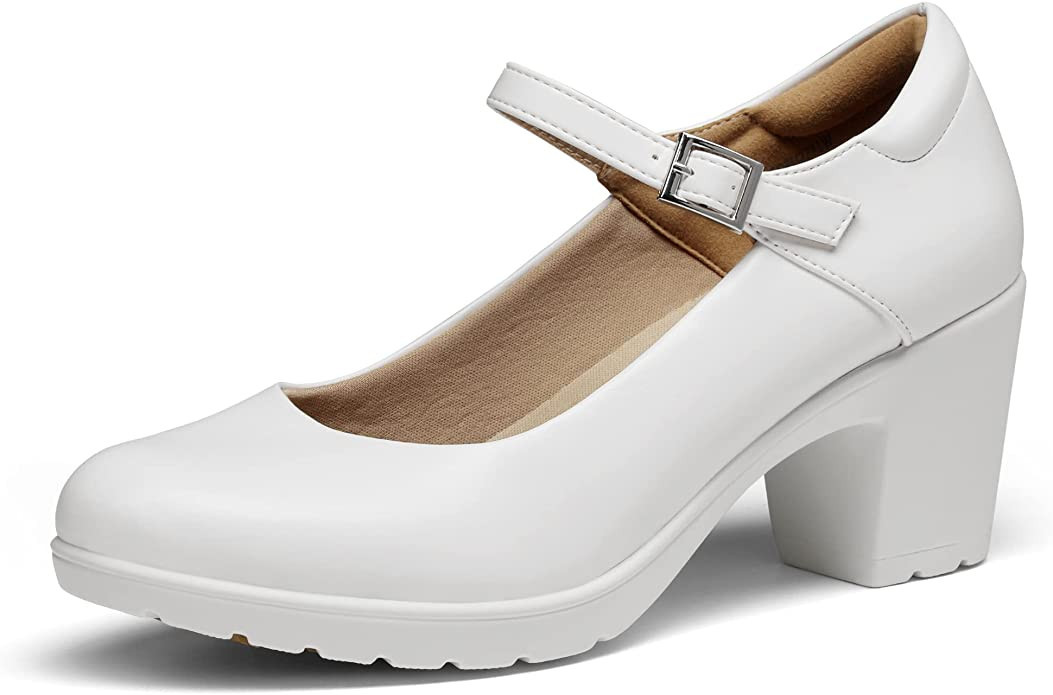 DREAM PAIRS Women's Chunky Low Block Heels Mary Jane Closed Toe Work Pumps Comfortable Round Toe ... | Amazon (US)