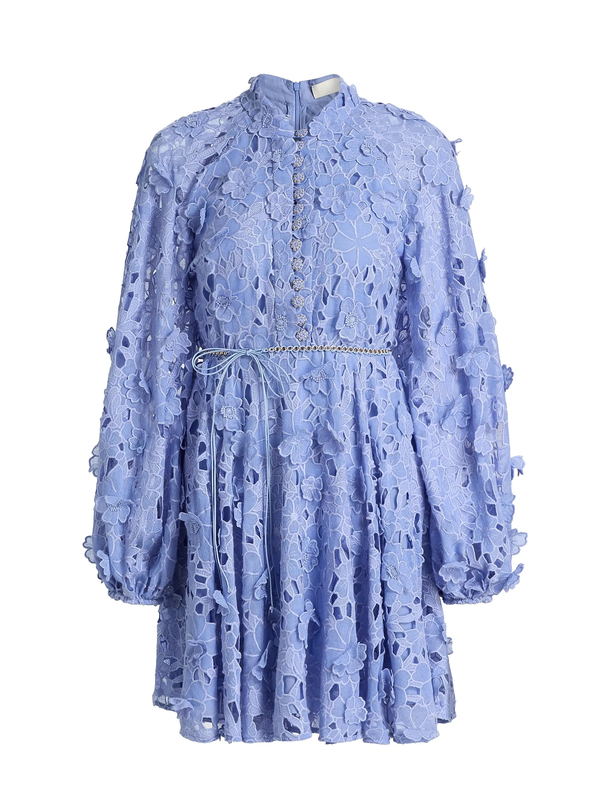 Zimmermann Patience Tie-Waist Lace Minidress | Saks Fifth Avenue | Saks Fifth Avenue