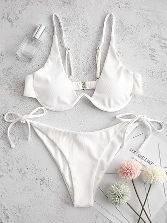 ZAFUL Women's Leopard Print Underwire High Cut Triangle Bikini Set Swimsuit | Amazon (US)