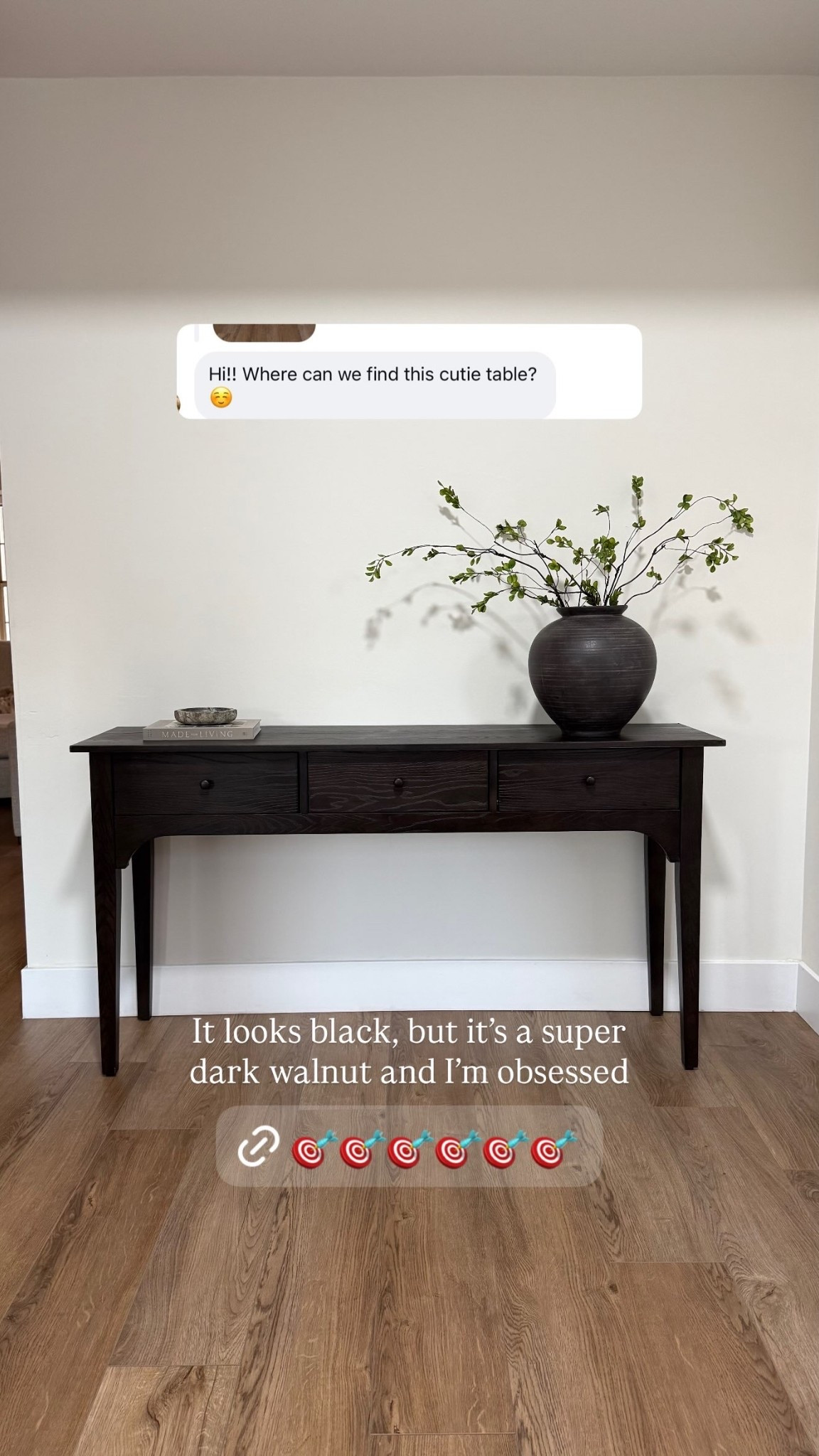It looks black, but it’s a super dark walnut and I’m obsessed