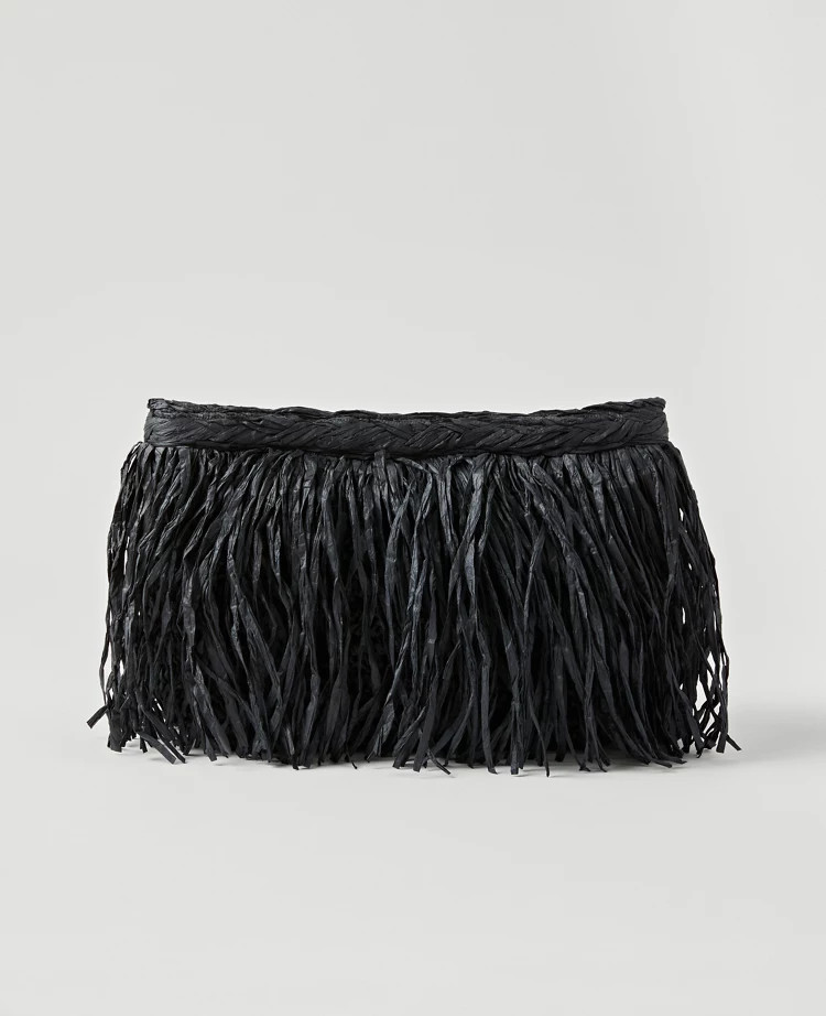 Raffia Fringe Clutch | Ann Taylor