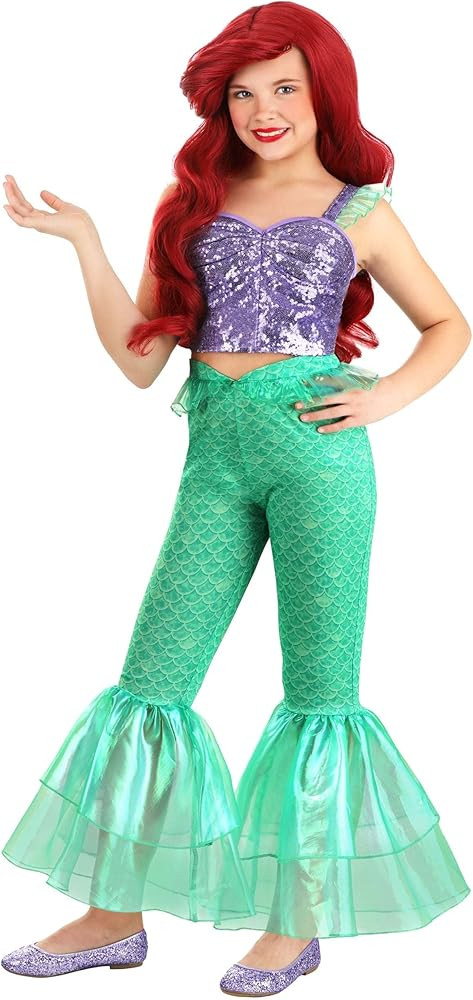 Disney The Little Mermaid Ariel 2-Piece Costume Set for Girls | Kids Sequin Pattern Mermaid Hallo... | Amazon (US)
