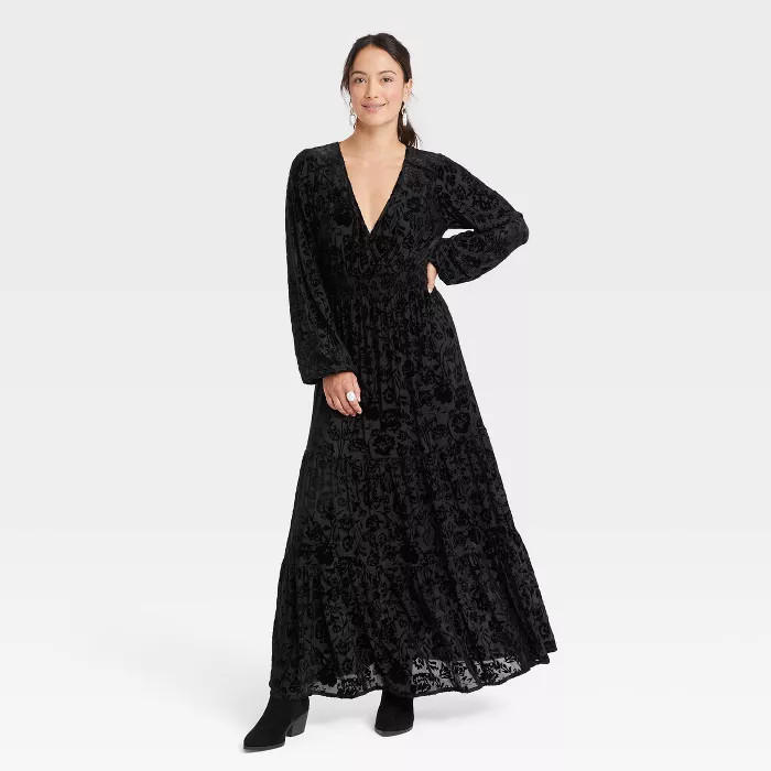 Women's Long Balloon Sleeve Velour Dress - Knox Rose™ | Target