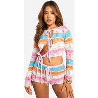Womens Petite Stripe Cut Out Knit Top - Multi - M | boohoo (US & Canada)