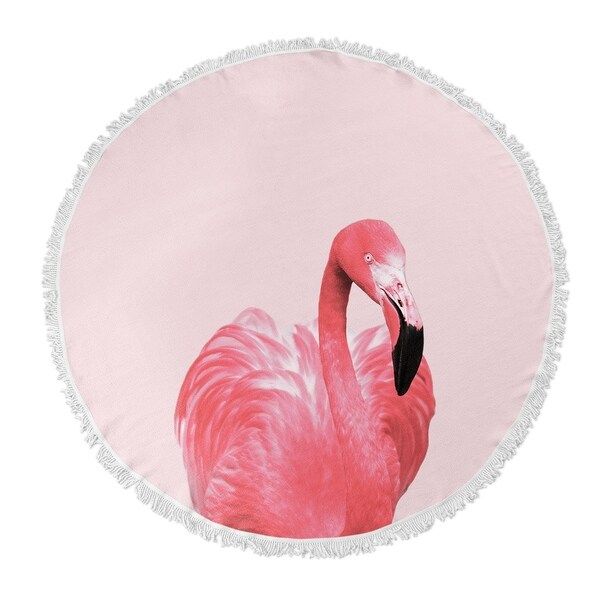 Kavka Designs Flamingo Pink/ Black 60"X60" Round Beach Towel | Bed Bath & Beyond
