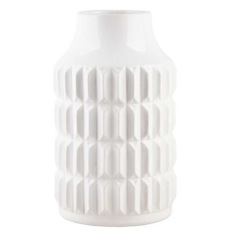 White Modern Textured Vase, 11 in. | Kirkland's Home