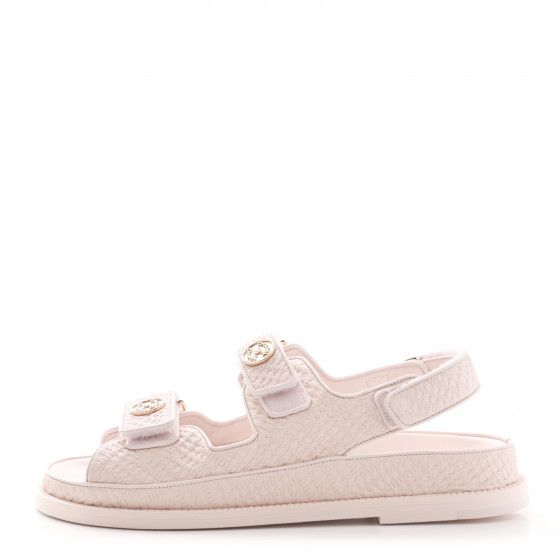 CHANEL Calfskin Printed Velcro Dad Sandals 38 Pink | FASHIONPHILE | Fashionphile