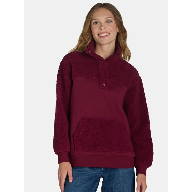 Time and Tru Women's Quilted Fleece Pullover, Sizes S-XXXL - Walmart.com | Walmart (US)