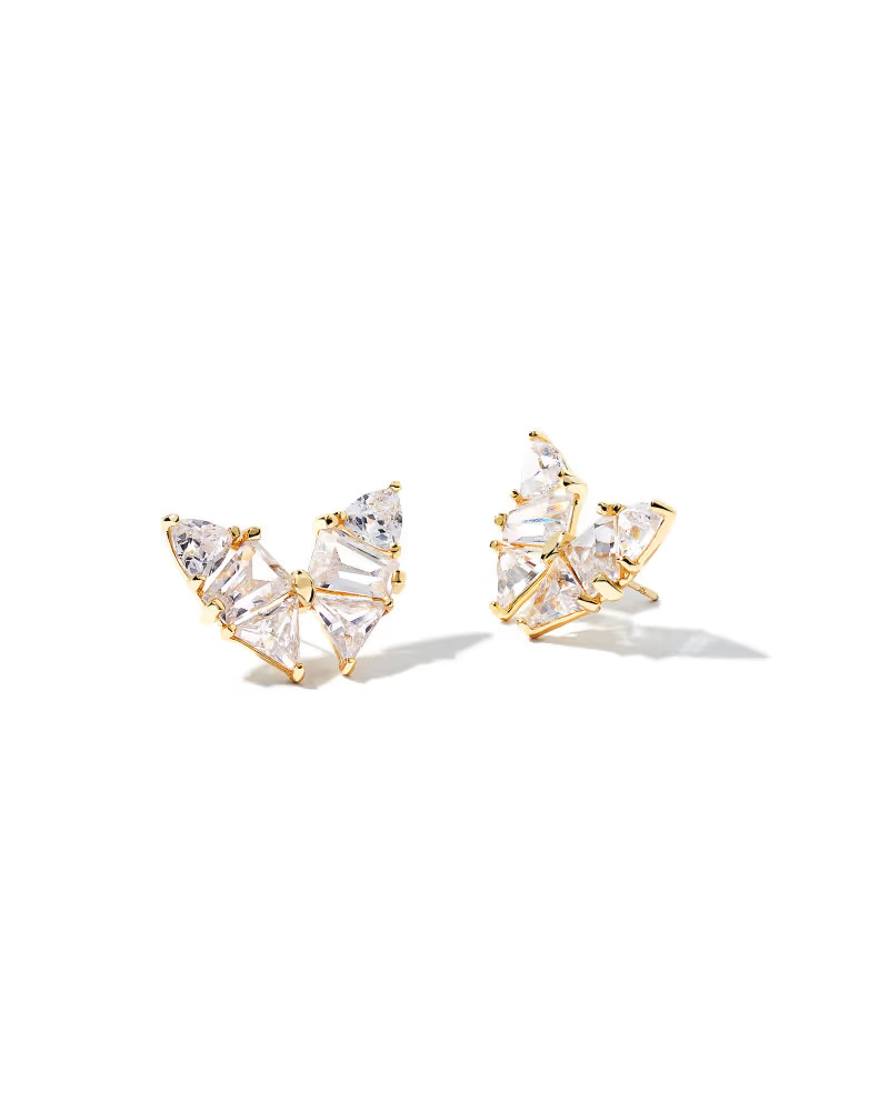 Blair Gold Butterfly Stud Earrings in White Crystal | Kendra Scott | Kendra Scott