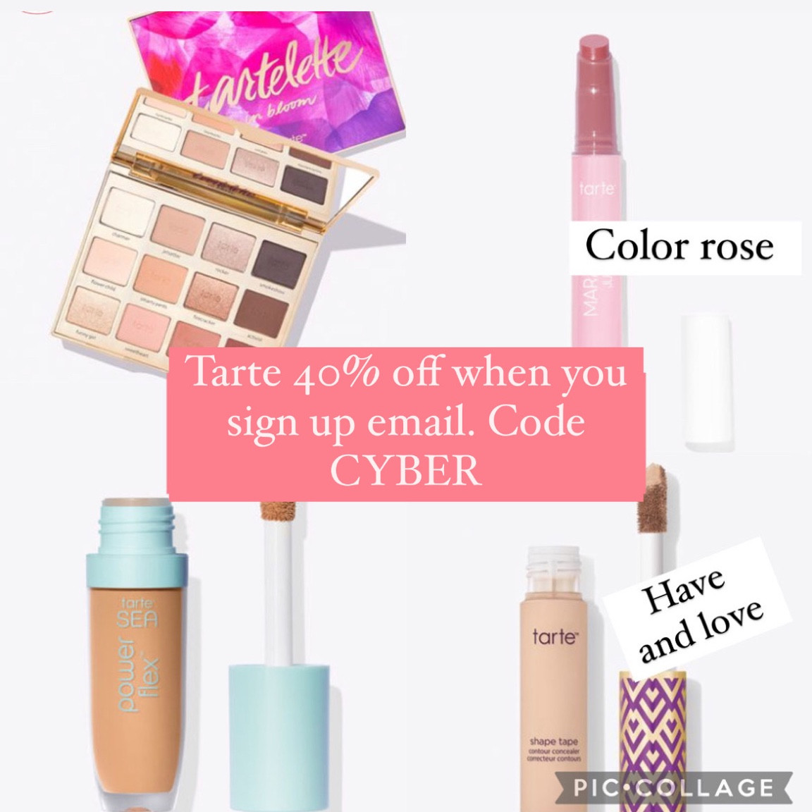 Tarte sale! Makeup I have a love just sign up for email and use code CYBER 

#LTKunder50 #LTKbeauty #LTKsalealert
