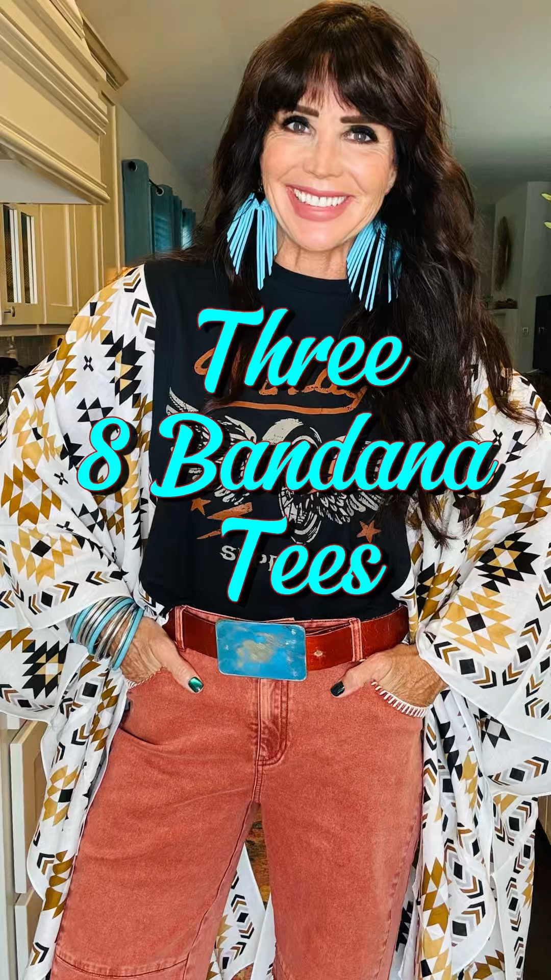 My 8 bandana graphic tee in 3 different styles!! Which one is your fav?  All one of a kind, one size fits most (poncho style) and a total statement piece!!

#LTKootd #LTKSeasonal #LTKOver40