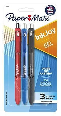 Paper Mate - InkJoy Retractable Gel Pen, Medium Point, 0.7mm, 3/Pack - Assorted Ink | Best Buy U.S.