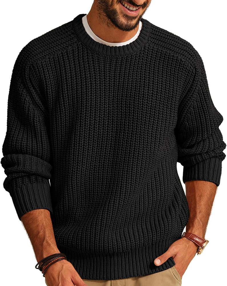 PJ PAUL JONES Mens Sweater Crewneck Knit Sweaters Casual Textured Pullover Sweater | Amazon (US)