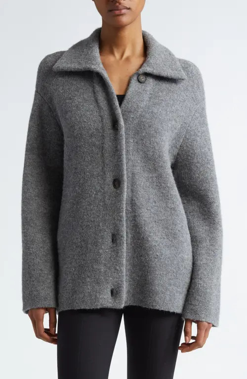 Vince Spread Collar Button Cardigan in Medium Heather Grey at Nordstrom, Size X-Small | Nordstrom