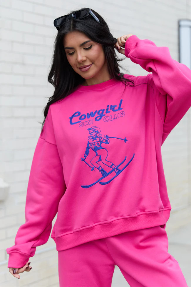 Cowgirl Ski Club Pink Sweatshirt | Pink Lily