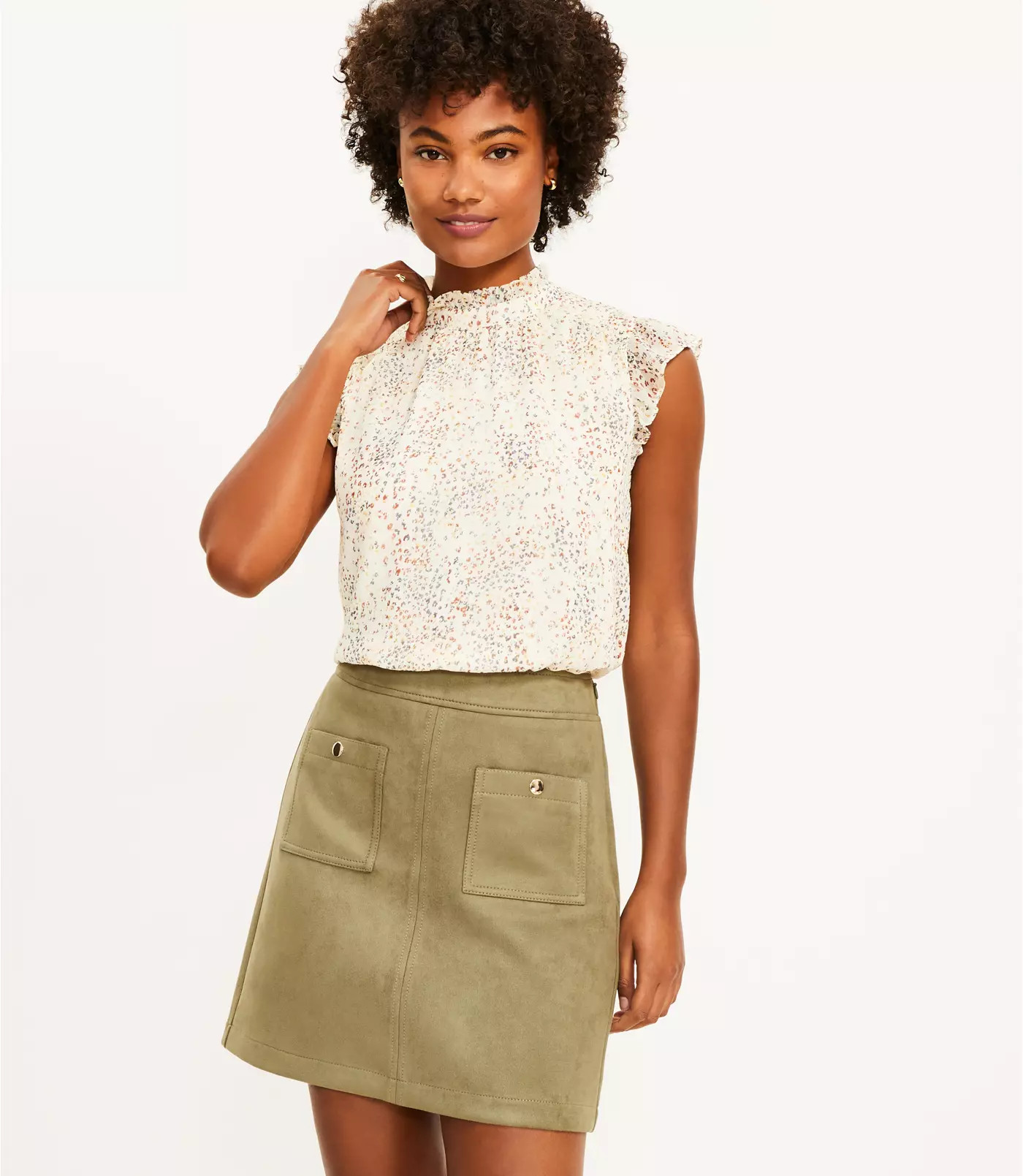 Faux Suede Pocket Shift Skirt | LOFT