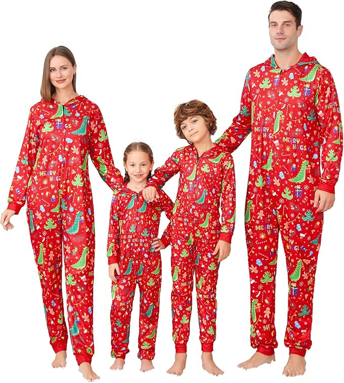 ANGELGGH Family Matching Christmas Onesie Pajamas, Vacation Cute Printed One Piece Pajamas, Xmas ... | Amazon (US)