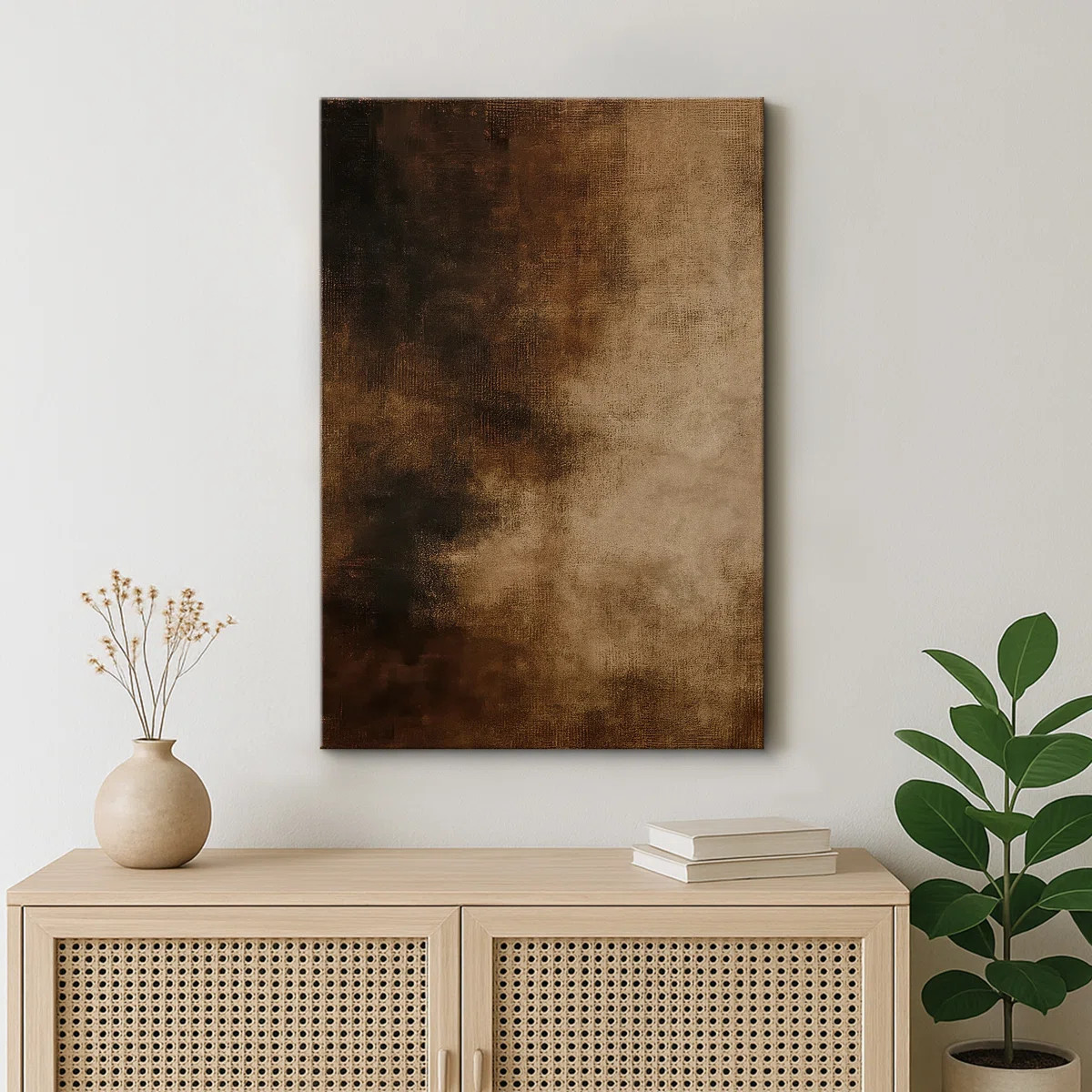 Rich Dark Brown and Warm Golden Brown Blended Wall Accent – Pictures Framed Canvas Print Wall A... | Wayfair North America