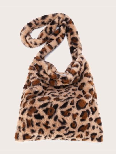 Leopard Print Fluffy Crossbody Bag | SHEIN