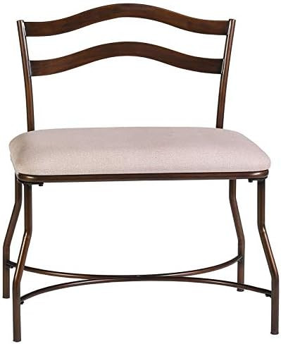 BOWERY HILL Traditional Upholstered Vanity Bench Burnished Bronze | Amazon (US)
