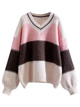 'Moko' V-neck Colorblock Balloon Sleeves Sweater (2 Colors) | Goodnight Macaroon