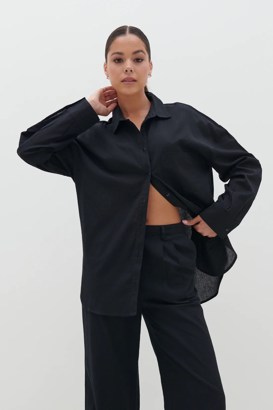 Emery Boxy Shirt - Black | Pretty Lavish (UK)