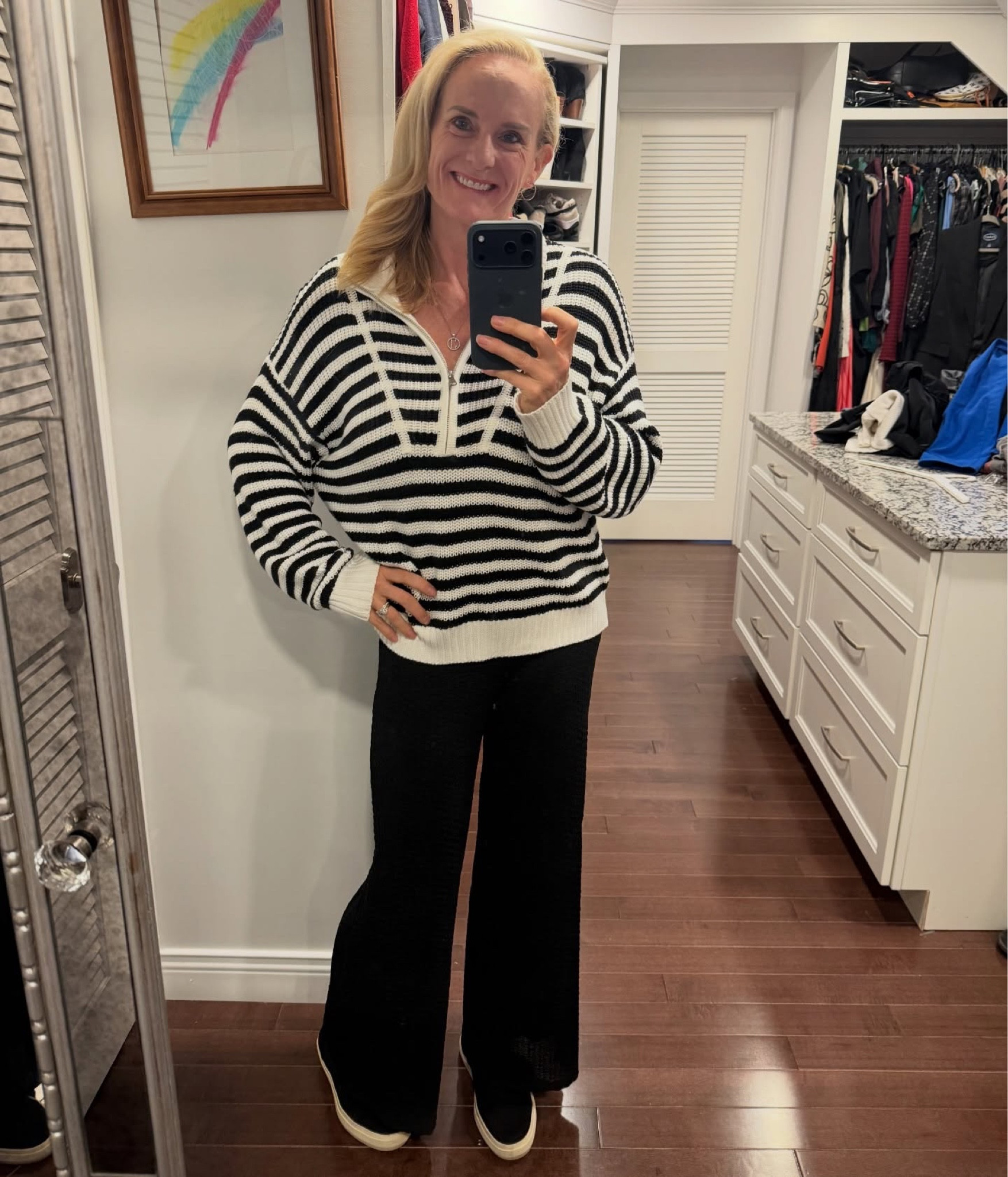 Heading to mass on Sunday in my cozy @zsupplyclothing pants and lightweight sweater - Indiana's still pretty cool! Wearing my @rothys slip ons! #solesurvivorstyle #ootd #indianafashion #busymomfashion #over40fashion

#LTKmomlife #LTKootd #LTKOver40