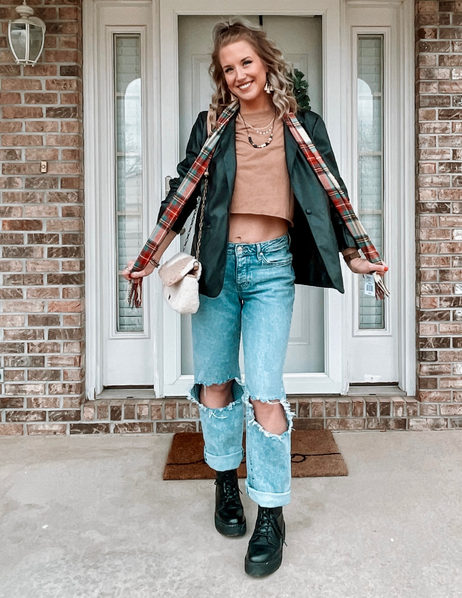 Warm weather winter vibes today - leather blazer was a Xmas gift from my mama from Von maur but linked a bunch of similar great options 

#winterstyle #scarfweather #targetstyle #blazerstyle #momfashion #comfycasual

#LTKFind #LTKunder50 #LTKSeasonal