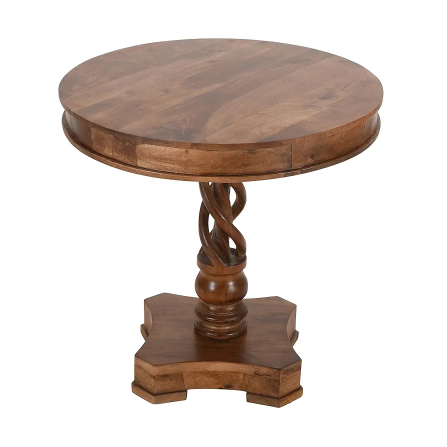 The Urban Port 30-Inch Handcrafted Round Mango Wood Dinette Dining Table, Artisanal Twisted Pedes... | Amazon (US)