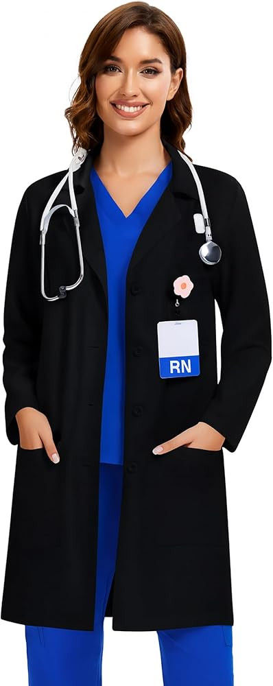 COZYFIT Lab Coat for Woman 3 Pocket, Long Sleeve Medical Coat, Relaxed Fit | Amazon (US)