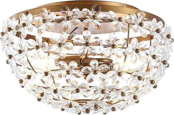 JONATHAN Y JYL9043A Isabelle 15.5" Metal/Acrylic LED Flush Mount Traditional,Glam,FrenchCountry,C... | Amazon (US)