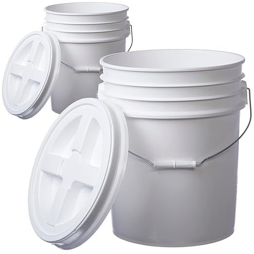 Hudson Exchange 5 Gallon (2 Pack) Bucket Pail Container with Gamma Seal Lid, Food Grade BPA Free ... | Amazon (US)