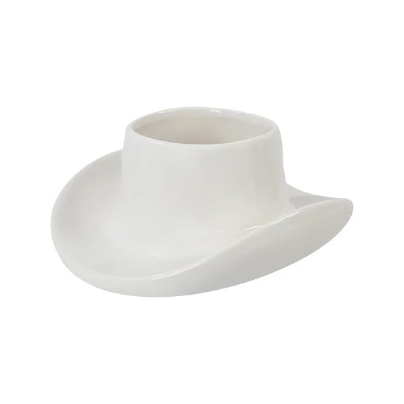 Mainstays 9.3" x 10.2" x 4.3" Round White Ceramic Cowboy Hat Planter | Walmart (US)