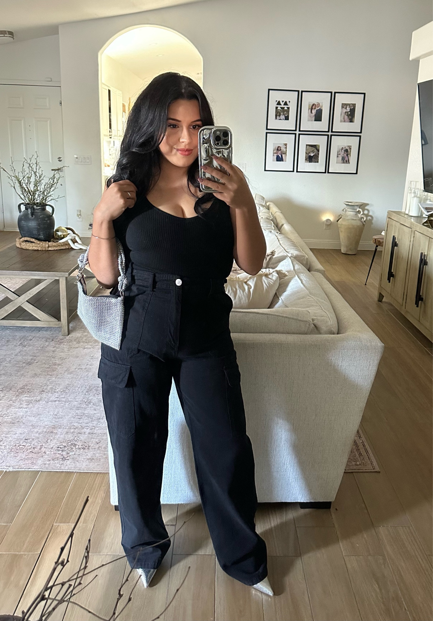 OOTD cargo pants! Metallic Outfit 
Shein accesories #midsize #cargopants 

#LTKfindsunder50 #LTKmidsize #LTKstyletip