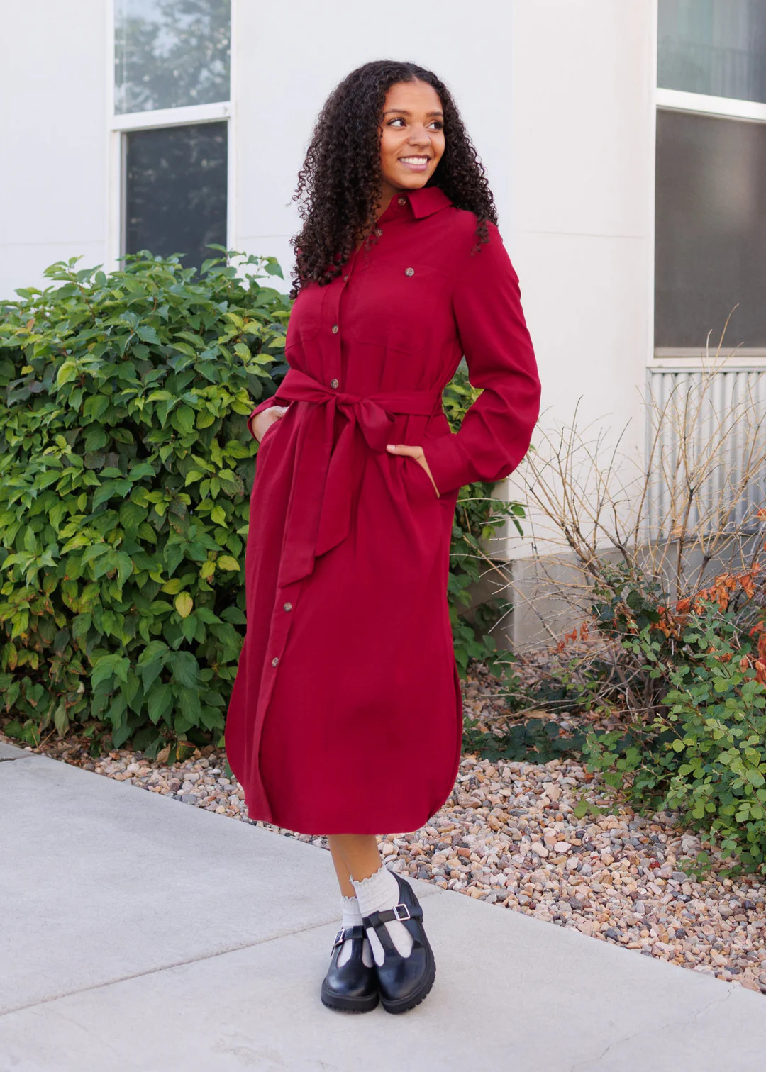 Anne Burgundy Button Up Dress | My Sister's Closet Boutique