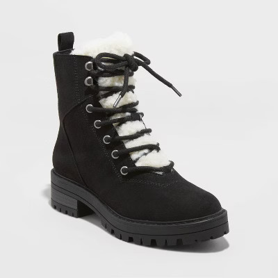 Women's Tessie Microsuede Sherpa Lace-Up Fashion Boots - Universal Thread™ | Target