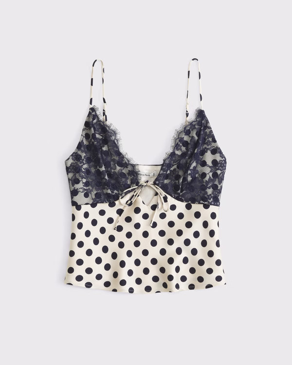 Women's Lace and Satin V-Neck Cami | Women's Tops | Abercrombie.com | Abercrombie & Fitch (US)