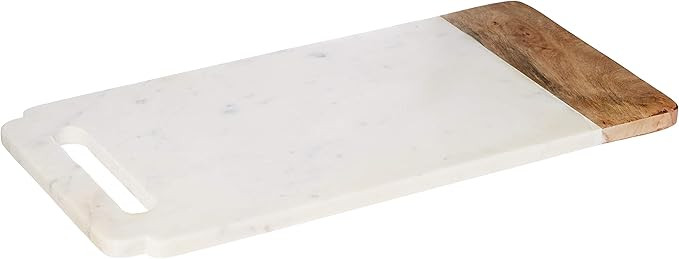 Creative Home White Marble With Mango Wood Pastry Board, Cheese Platter, 18” x 9" | Amazon (US)