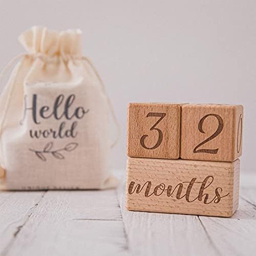 Baby Month Blocks Wooden Baby Milestone Age Blocks with Weeks Months Years, Baby Photoshoot Props... | Amazon (US)