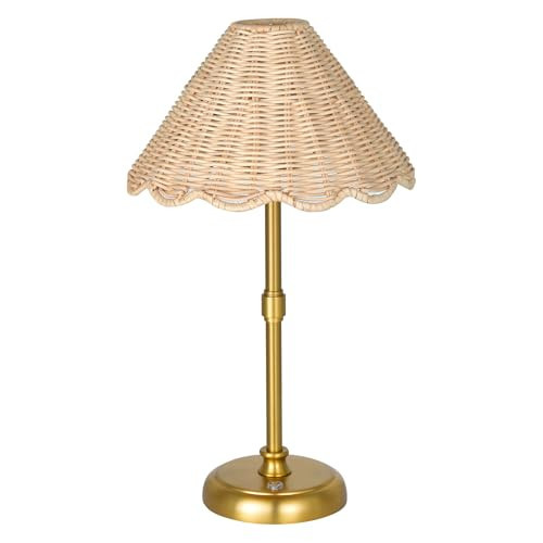 Folux Cordless Boho Rattan Table lamp, 5200-mAh Rechargeable Battery, 3-level Brightness Dimmable, Build-in Integrated LED 320 Lumen Max, Rattan Shade, for Bedside Restaurant Resort Hotel Dining Table | Amazon (US)