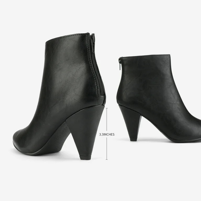 DREAM PAIRS Women's Pointed Toe Low Heel Suede/Pu Back Zipper Ankle Boots KALILA BLACK/PU Size 9 | Walmart (US)