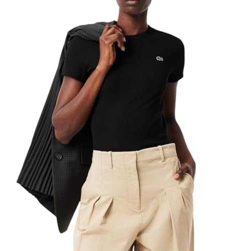 Amazon.com: Lacoste Women's Slim Fit Ribbed Cotton T-Shirt, Nidus, 38 : Clothing, Shoes & Jewelry | Amazon (US)