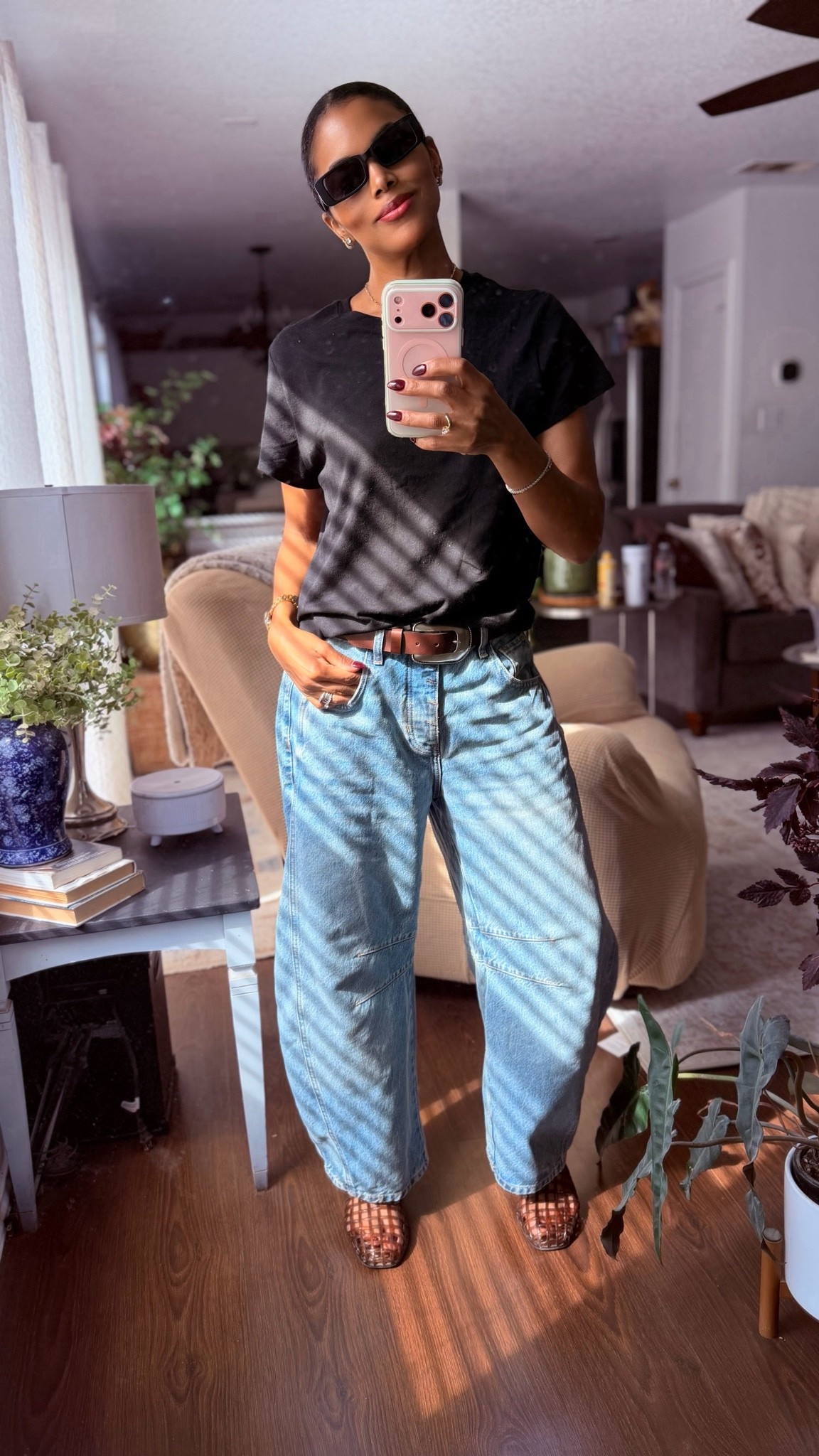 The original barrels that started it all! #freepeople good luck mid-rise jeans are🤌. Pair with the perfect black tee from Tarjayyy and my chocolate jelly’s! These Quay sunnies in style “Old School” are linked in my TikTok shop ladies such a cool mom vibe!

#LTKgrwm #LTKootd #LTKmomlife