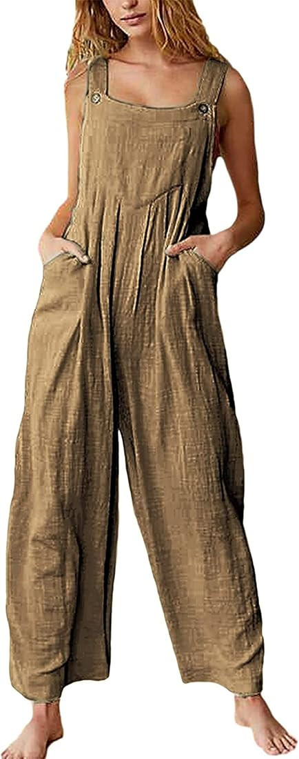 Fiona Jolin Overalls Women Summer Boho Floral Loose Wide Leg Jumpsuits with Pockets Patchwork Bib... | Amazon (US)