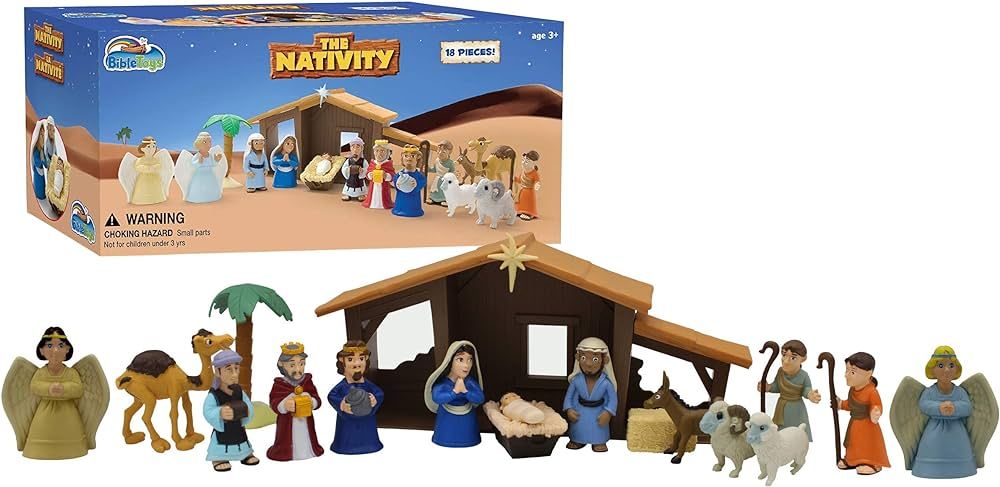 BibleToys Nativity Set - Christmas Story Manger Scene, 18 Pieces With Birth of Baby Jesus Mini-St... | Amazon (US)