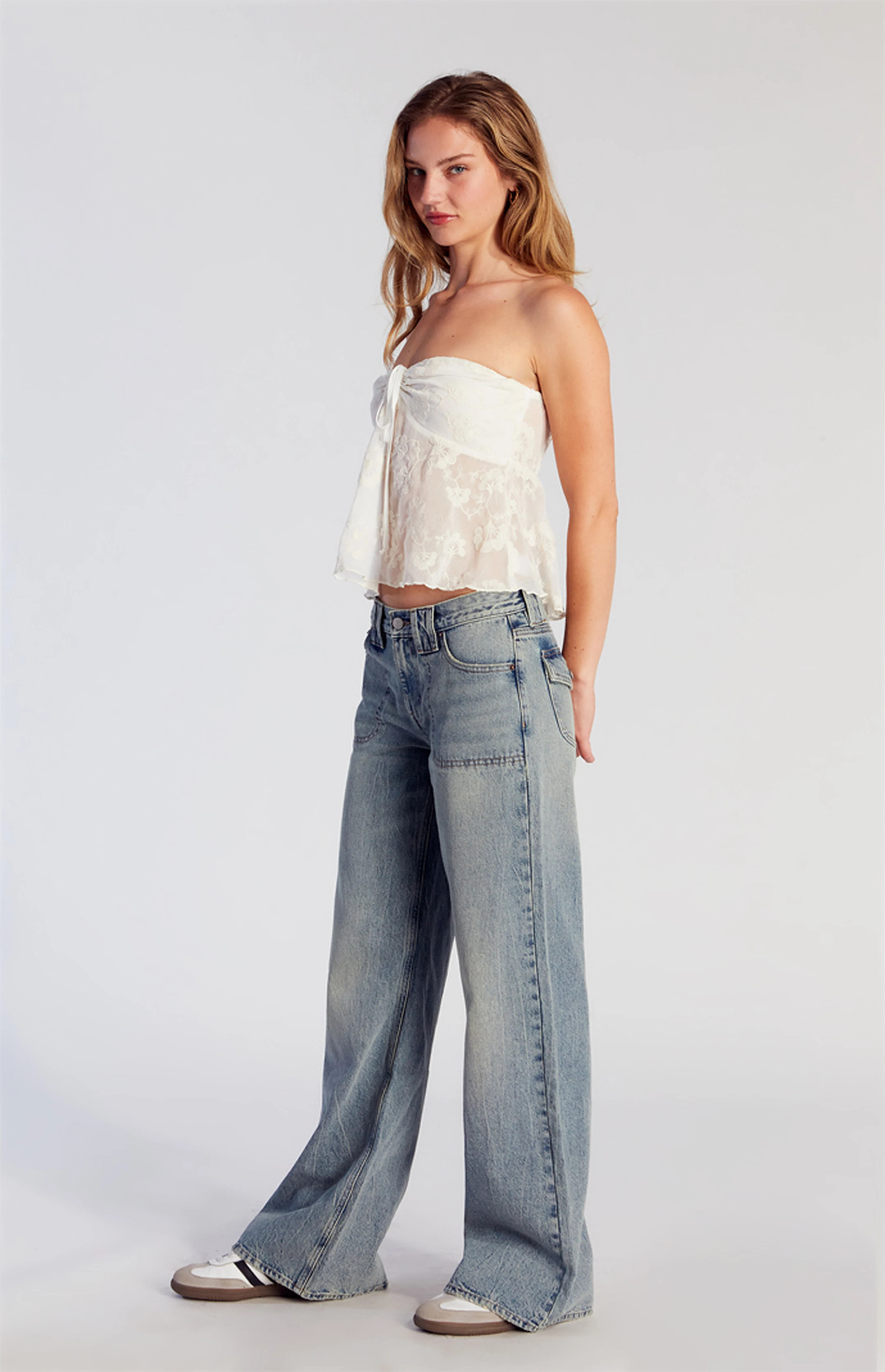 Pacsun Lena Low Rise Super Baggy Jeans Light Indigo Tinted | PacSun