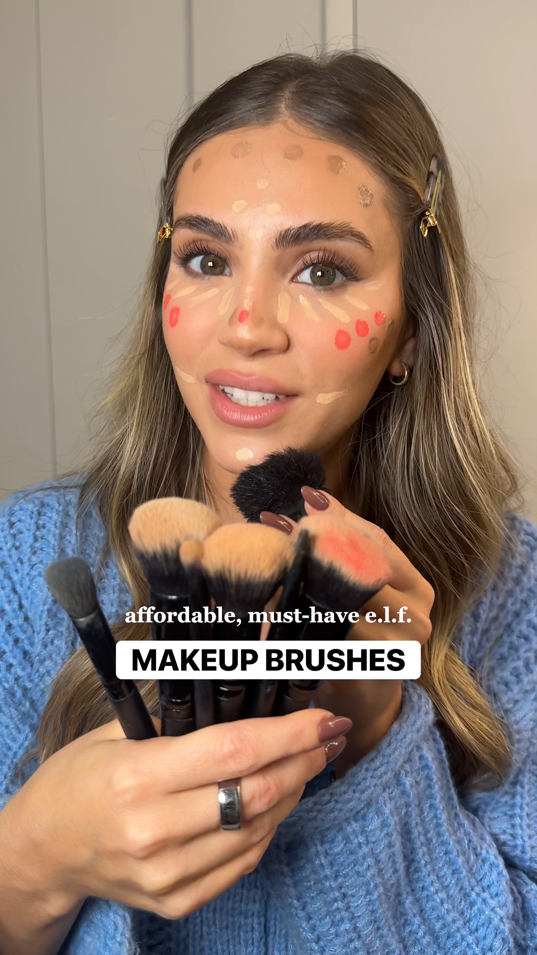 my favorite affordable makeup brushes, all the brushes and makeup I used with shade names is below! most loved, worth-it brushes from e.l.f. cosmetics for Black Friday/cyber week. I can’t believe most of these are under $5 — great to build your collection. 

BRUSHES:
💗ultimate blending brush 
💗dual ended blending brush 
💗liquid blush brush
💗flawless concealer brush 
💗brow lift applicator brush 💗halo glow powder puff
💗precision blending brush 
💗wing-it liner brush


MAKEUP:
✨halo glow liquid filter shade “3.5” 
✨soft glam satin foundation “31 medium neutral” 
✨camo liquid blush “coral crush”
✨putty color correcting eye brightener “fair”
✨camo concealer “light sand”
✨brow lamination gel
✨halo glow powder “light pink”

#concealerbrush #makeupbrushes #affordablemakeup #affordablemakeupbrushes #musthavemakeup #drugstoremakeup #beautyonabudget #makeup #beauty #budget #cyberweek #blackfriday 

#LTKCyberWeek #LTKSaleAlert #LTKBeauty