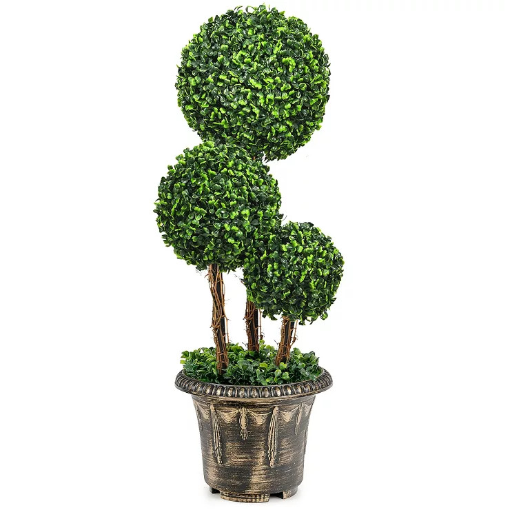 Costway 30'' Artificial Topiary Triple Ball Tree Indoor Outdoor UV Resistant | Target